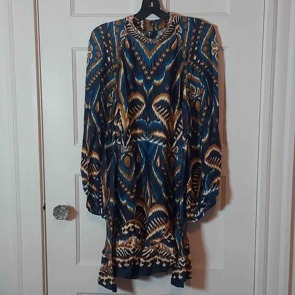 FARM Rio Women's Pineapple Ikat Raglan Sleeve Mini Dress Size Large - Picture 6 of 16